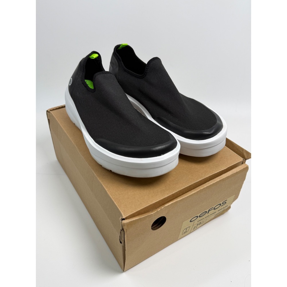 OOFOS Oomega Eezee Women's Black White Platform Recovery Slip On Shoes Size 10